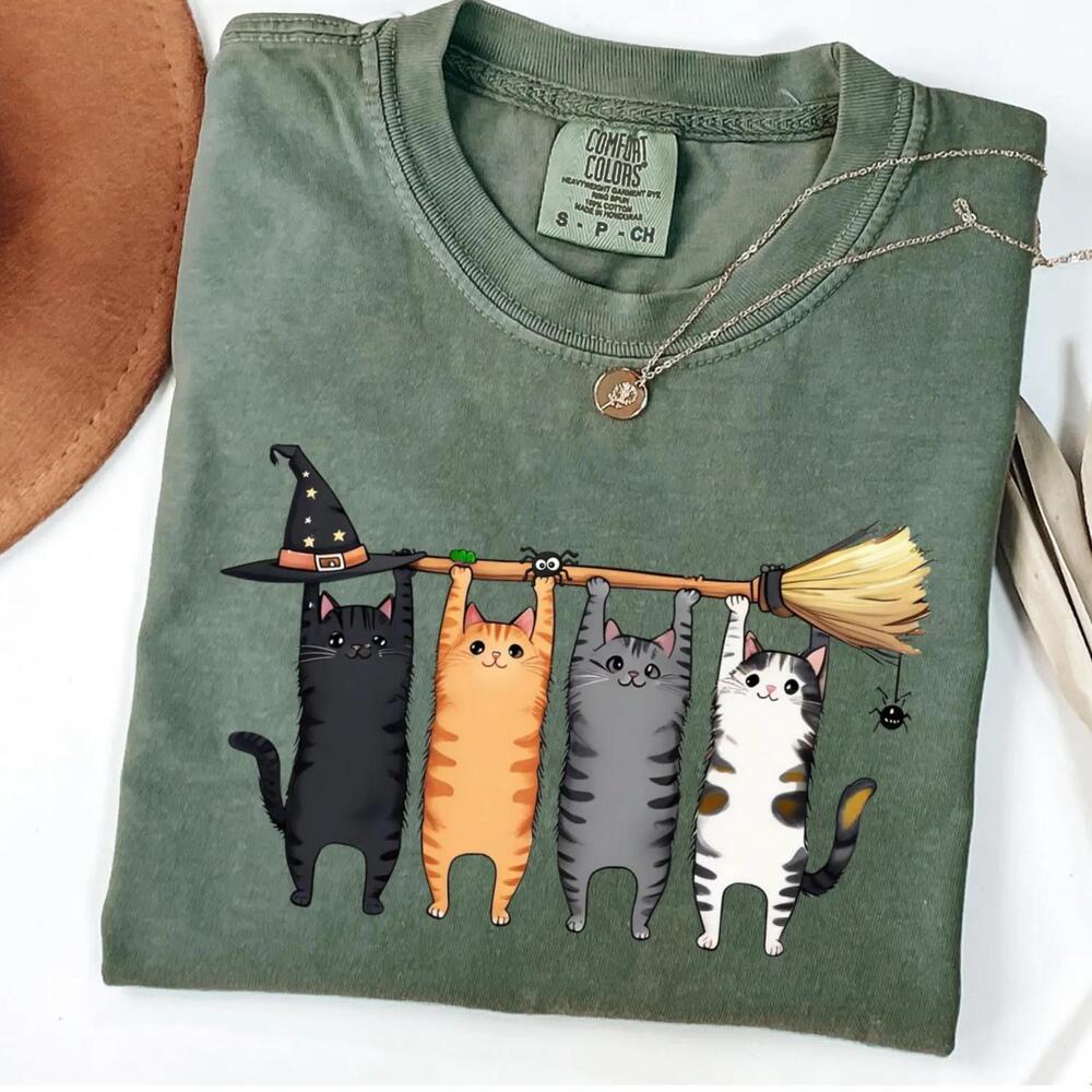 Halloween Cat Shirt, S Witch Cat Shirt, Funny Cat Lover Halloween Shirt